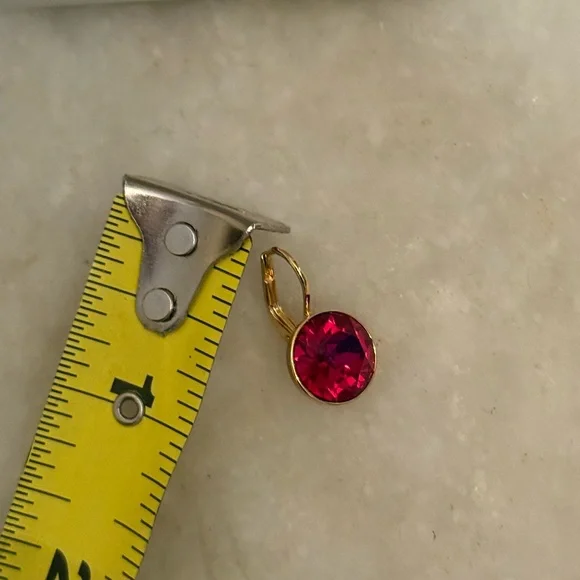 SWAROVSKI Gold Bella Drop Earrings with Deep Red Crystal NIB - Picture 4 of 6